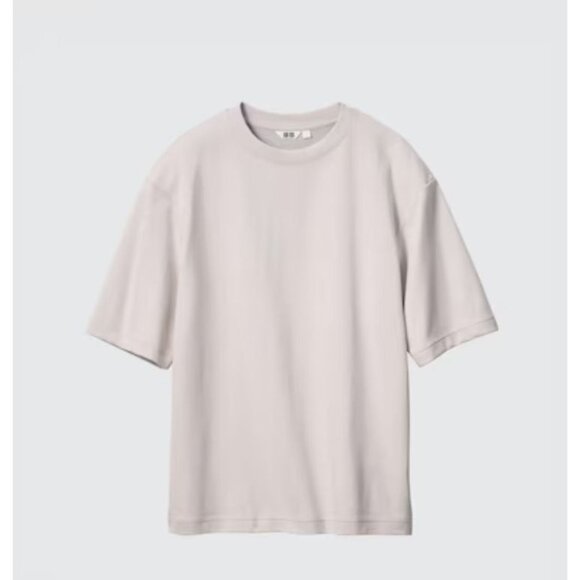 Uniqlo AIRism Cotton Oversized T-Shirt | Half-Sleeve in‎ Light Gray - Size XS - Picture 1 of 6